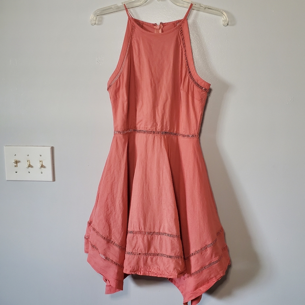 Lulu's Asymmetrical Strapped Peach Dress Size S